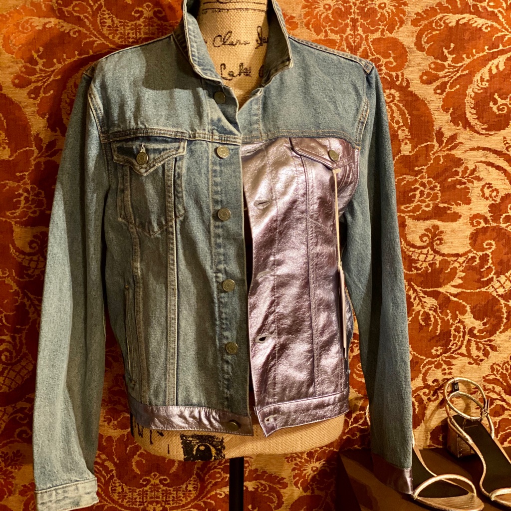 Grlfrnd “Bianca” Metallic Leather Panel Jacket
